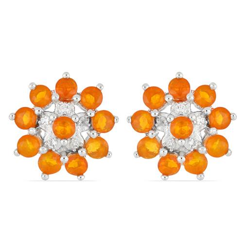 BUY STERLING SILVER NATURAL ORANGE ETHIOPIAN OPAL GEMSTONE EARRINGS